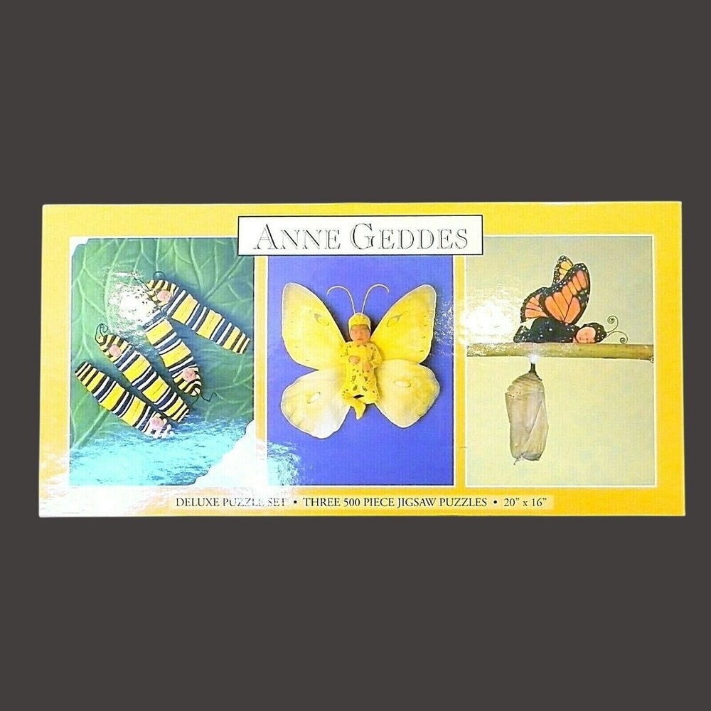 Vintage Deluxe Puzzle Set x3 Anne Geddes 500-Piece Jigsaw Puzzles Babies 1999